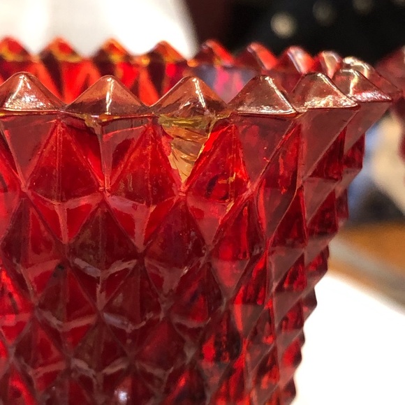 Vintage Set of Brass Candleholders and Ruby Red Votives - Picture 7 of 10